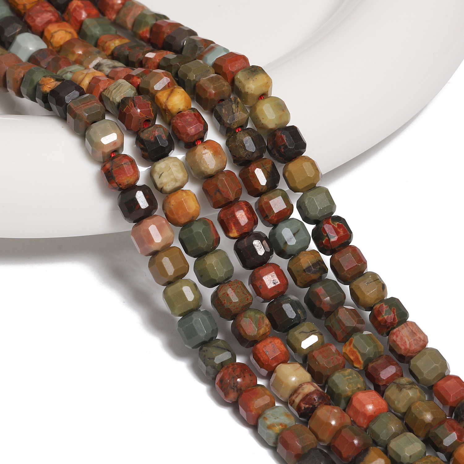 Picasso Jasper Loose Beads, 5mm Square for Jewelry Making